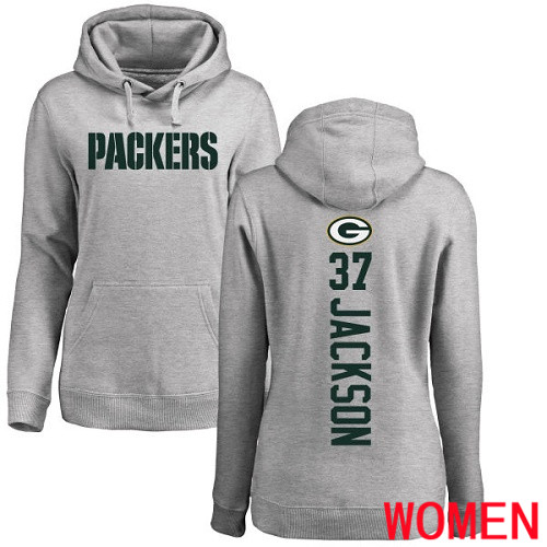 Green Bay Packers Ash Women #37 Jackson Josh Backer Nike NFL Pullover Hoodie Sweatshirts->green bay packers->NFL Jersey